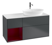 Тумба под раковину Villeroy & Boch Finion 120х50,1 см с подсветкой МДФ темно-синий матовый лак/стекло белое матовое F801HBHG