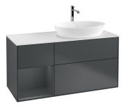 Тумба под раковину Villeroy & Boch Finion 120х50,1 см с подсветкой МДФ темно-синий матовый лак/стекло белое матовое F801HGHG