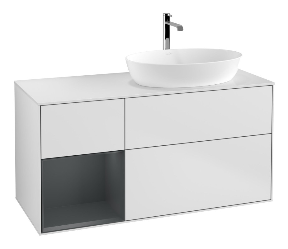 Тумба под раковину Villeroy & Boch Finion 120х50,1 см с подсветкой МДФ белый матовый лак/стекло белое матовое F801HGMT