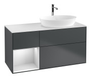 Тумба под раковину Villeroy & Boch Finion 120х50,1 см с подсветкой МДФ темно-синий матовый лак/стекло белое матовое F801MTHG