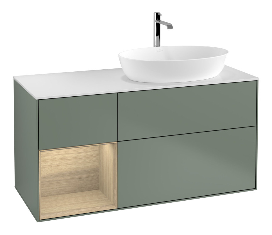 Тумба под раковину Villeroy & Boch Finion 120х50,1 см с подсветкой МДФ оливковый матовый лак/стекло белое матовое F801PCGM