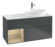 Тумба под раковину Villeroy & Boch Finion 120х50,1 см с подсветкой МДФ темно-синий матовый лак/стекло белое матовое F801PCHG