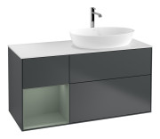 Тумба под раковину Villeroy & Boch Finion 120х50,1 см с подсветкой МДФ темно-синий матовый лак/стекло белое матовое F801GMHG