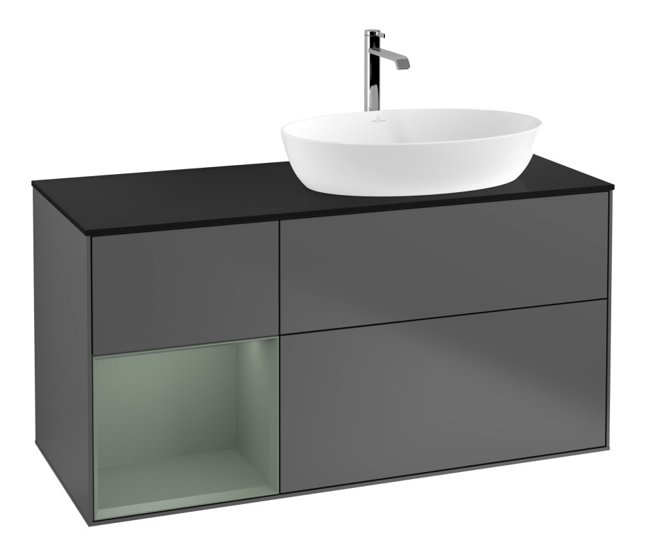 Тумба под раковину Villeroy & Boch Finion 120х50,1 см с подсветкой МДФ антрацит матовый лак/стекло черное матовое F802GMGK