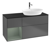 Тумба под раковину Villeroy & Boch Finion 120х50,1 см с подсветкой МДФ антрацит матовый лак/стекло черное матовое F802GMGK