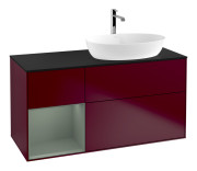 Тумба під раковину Villeroy & Boch Finion 120х50,1 см із підсвічуванням МДФ півонія матовий лак/скло чорне матове F802GMHB