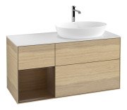 Тумба под раковину Villeroy & Boch Finion 120х50,1 см с подсветкой МДФ шпон дуба/стекло белое матовое F801GNPC