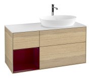 Тумба под раковину Villeroy & Boch Finion 120х50,1 см с подсветкой МДФ шпон дуба/стекло белое матовое F801HBPC