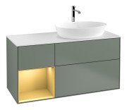 Тумба під раковину Villeroy & Boch Finion 120х50,1 см із підсвічуванням МДФ оливковий матовий лак/скло біле матове F801HFGM