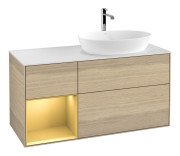 Тумба під раковину Villeroy & Boch Finion 120х50,1 см із підсвічуванням МДФ шпон дуба/скло біле матове F801HFPC