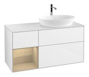 Тумба під раковину Villeroy & Boch Finion 120х50,1 см з підсвіткою МДФ білий глянцевий лак/скло біле матове F801PCGF