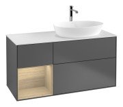 Тумба під раковину Villeroy & Boch Finion 120х50,1 см із підсвічуванням МДФ антрацит матовий лак/скло біле матове F801PCGK