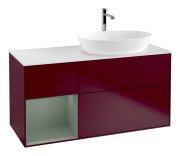 Тумба під раковину Villeroy & Boch Finion 120х50,1 см із підсвічуванням МДФ півонія матовий лак/скло біле матове F801GMHB