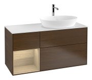 Тумба під раковину Villeroy & Boch Finion 120х50,1 см із підсвічуванням МДФ шпон волоського горіха/скло біле матове F801PCGN