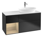 Тумба під раковину Villeroy & Boch Finion 120х50,1 см із підсвічуванням МДФ чорний матовий лак/скло біле матове F801PCPD