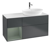 Тумба під раковину Villeroy & Boch Finion 120х50,1 см із підсвічуванням МДФ темно-синій матовий лак/скло біле матове F801GMHG