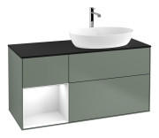Тумба під раковину Villeroy & Boch Finion 120х50,1 см із підсвічуванням МДФ оливковий матовий лак/скло чорне матове F802GFGM