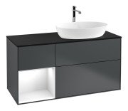 Тумба під раковину Villeroy & Boch Finion 120х50,1 см із підсвічуванням МДФ темно-синій матовий лак/скло чорне матове F802GFHG