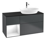 Тумба під раковину Villeroy & Boch Finion 120х50,1 см із підсвічуванням МДФ темно-синій матовий лак/скло чорне матове F802GFHG
