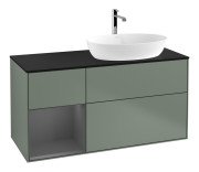 Тумба під раковину Villeroy & Boch Finion 120х50,1 см із підсвічуванням МДФ оливковий матовий лак/скло чорне матове F802GKGM