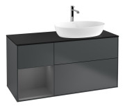 Тумба под раковину Villeroy & Boch Finion 120х50,1 см с подсветкой МДФ темно-синий матовый лак/стекло черное матовое F802GKHG