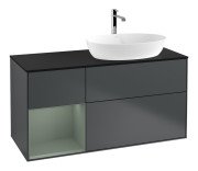 Тумба под раковину Villeroy & Boch Finion 120х50,1 см с подсветкой МДФ темно-синий матовый лак/стекло черное матовое F802GMHG