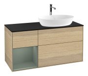 Тумба под раковину Villeroy & Boch Finion 120х50,1 см с подсветкой МДФ шпон дуба/стекло черное матовое F802GMPC