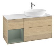 Тумба під раковину Villeroy & Boch Finion 120х50,1 см із підсвічуванням МДФ шпон дуба/скло біле матове F801GMPC