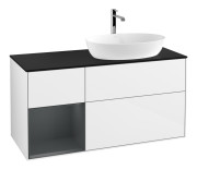 Тумба под раковину Villeroy & Boch Finion 120х50,1 см с подсветкой МДФ глянцевый белый лак/стекло черное матовое F802HGGF