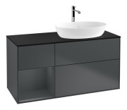 Тумба под раковину Villeroy & Boch Finion 120х50,1 см с подсветкой МДФ темно-синий матовый лак/стекло черное матовое F802HGHG