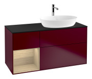 Тумба под раковину Villeroy & Boch Finion 120х50,1 см с подсветкой МДФ пион матовый лак/стекло черное матовое F802PCHB