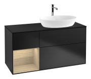 Тумба под раковину Villeroy & Boch Finion 120х50,1 см с подсветкой МДФ черный матовый лак/стекло черное матовое F802PCPD