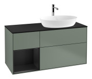 Тумба под раковину Villeroy & Boch Finion 120х50,1 см с подсветкой МДФ оливковый матовый лак/стекло черное матовое F802PDGM