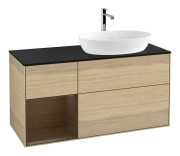 Тумба під раковину Villeroy & Boch Finion 120х50,1 см з підсвічуванням МДФ шпон дуба/скло чорне матове F802GNPC