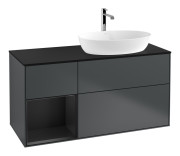 Тумба под раковину Villeroy & Boch Finion 120х50,1 см с подсветкой МДФ темно-синий матовый лак/стекло черное матовое F802PDHG