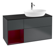 Тумба под раковину Villeroy & Boch Finion 120х50,1 см с подсветкой МДФ темно-синий матовый лак/стекло черное матовое F802HBHG