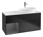 Тумба під раковину Villeroy & Boch Finion 120х50,1 см із підсвічуванням МДФ чорний матовий лак/скло біле матове G801GKPD