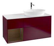 Тумба под раковину Villeroy & Boch Finion 120х50,1 см с подсветкой МДФ пион матовый лак/стекло белое матовое G801GNHB