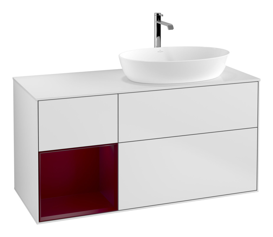 Тумба под раковину Villeroy & Boch Finion 120х50,1 см с подсветкой МДФ белый матовый лак/стекло белое матовое G801HBMT