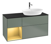 Тумба под раковину Villeroy & Boch Finion 120х50,1 см с подсветкой МДФ оливковый матовый лак/стекло черное матовое F802HFGM