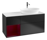 Тумба под раковину Villeroy & Boch Finion 120х50,1 см с подсветкой МДФ черный матовый лак/стекло белое матовое G801HBPD