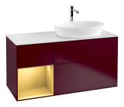 Тумба под раковину Villeroy & Boch Finion 120х50,1 см с подсветкой МДФ пион матовый лак/стекло белое матовое G801HFHB