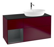 Тумба под раковину Villeroy & Boch Finion 120х50,1 см с подсветкой МДФ пион матовый лак/стекло черное матовое F802HGHB