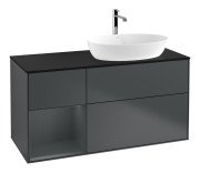 Тумба под раковину Villeroy & Boch Finion 120х50,1 см с подсветкой МДФ темно-синий матовый лак/стекло черное матовое F802HGHG