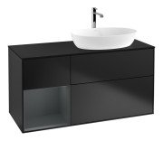 Тумба під раковину Villeroy & Boch Finion 120х50,1 см із підсвічуванням МДФ чорний матовий лак/скло чорне матове F802HGPD