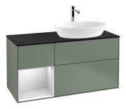 Тумба під раковину Villeroy & Boch Finion 120х50,1 см із підсвічуванням МДФ оливковий матовий лак/скло чорне матове F802MTGM