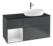 Тумба під раковину Villeroy & Boch Finion 120х50,1 см із підсвічуванням МДФ темно-синій матовий лак/скло чорне матове F802MTHG