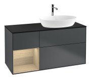 Тумба под раковину Villeroy & Boch Finion 120х50,1 см с подсветкой МДФ темно-синий матовый лак/стекло черное матовое F802PCHG