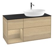 Тумба под раковину Villeroy & Boch Finion 120х50,1 см с подсветкой МДФ шпон дуба/стекло черное матовое F802PCPC