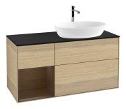 Тумба под раковину Villeroy & Boch Finion 120х50,1 см с подсветкой МДФ шпон дуба/стекло черное матовое F802GNPC